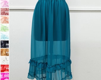Chiffon Ruffle Underskirt, Dress Extender, Half Slip, Petticoat, Customized Dress Liner Lingerie - XS to 5XL Sizes