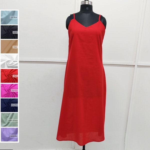 Cotton Full Slip, Night Dress, Maxi Slip, Underdress, Full Length Slip -  XS to 5XL Sizes