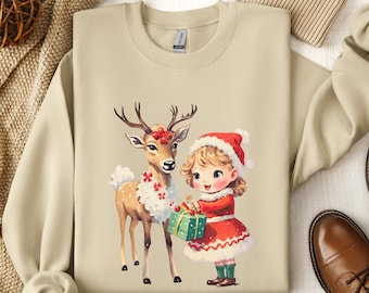 Vintage Reindeer Christmas Sweatshirt: Retro Holiday Style