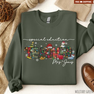 Teacher christmas gifts,custom teacher gifts,teacher name shirt,sped teacher,teacher christmas,teacher holiday gift,gift for teacher