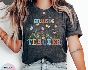 Music Teacher T-Shirt: Floral Design, Teacher Appreciation Gift