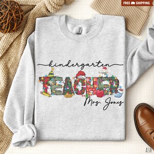 Teacher christmas gifts,custom teacher gifts,teacher name shirt,preschool teacher,teacher christmas,teacher holiday gift,gift for teacher