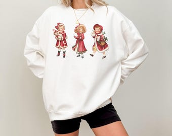Vintage Christmas Sweatshirt: Retro Girl's Graphic Tee