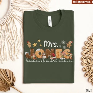 Teacher christmas gifts,custom teacher gifts,teacher name shirt,elementary teacher,teacher christmas,teacher holiday gift,gift for teacher