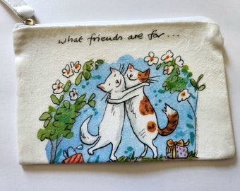 Cats theme handmade canvas zippered bag