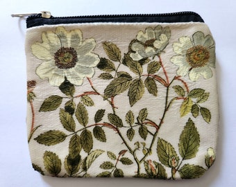 Flower theme canvas zippered bag