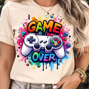 Game Over Png, T-Shirt Design, Gamer Sublimation Design, Game Shirt Designs, Digital Download, Png