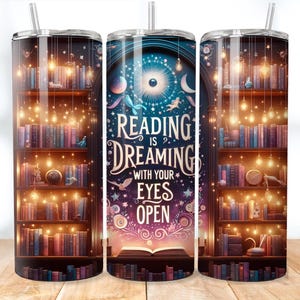 Book Lover 20oz Skinny Tumbler Sublimation, Reading is Dreaming, Watercolor, Bookish Tumbler, Gift for Book Lovers Png, Digital Download PNG