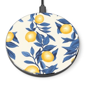 Lemon Branch Wireless Charger, Aesthetic, Charging Station for all iphone & android devices with wireless charging enabled