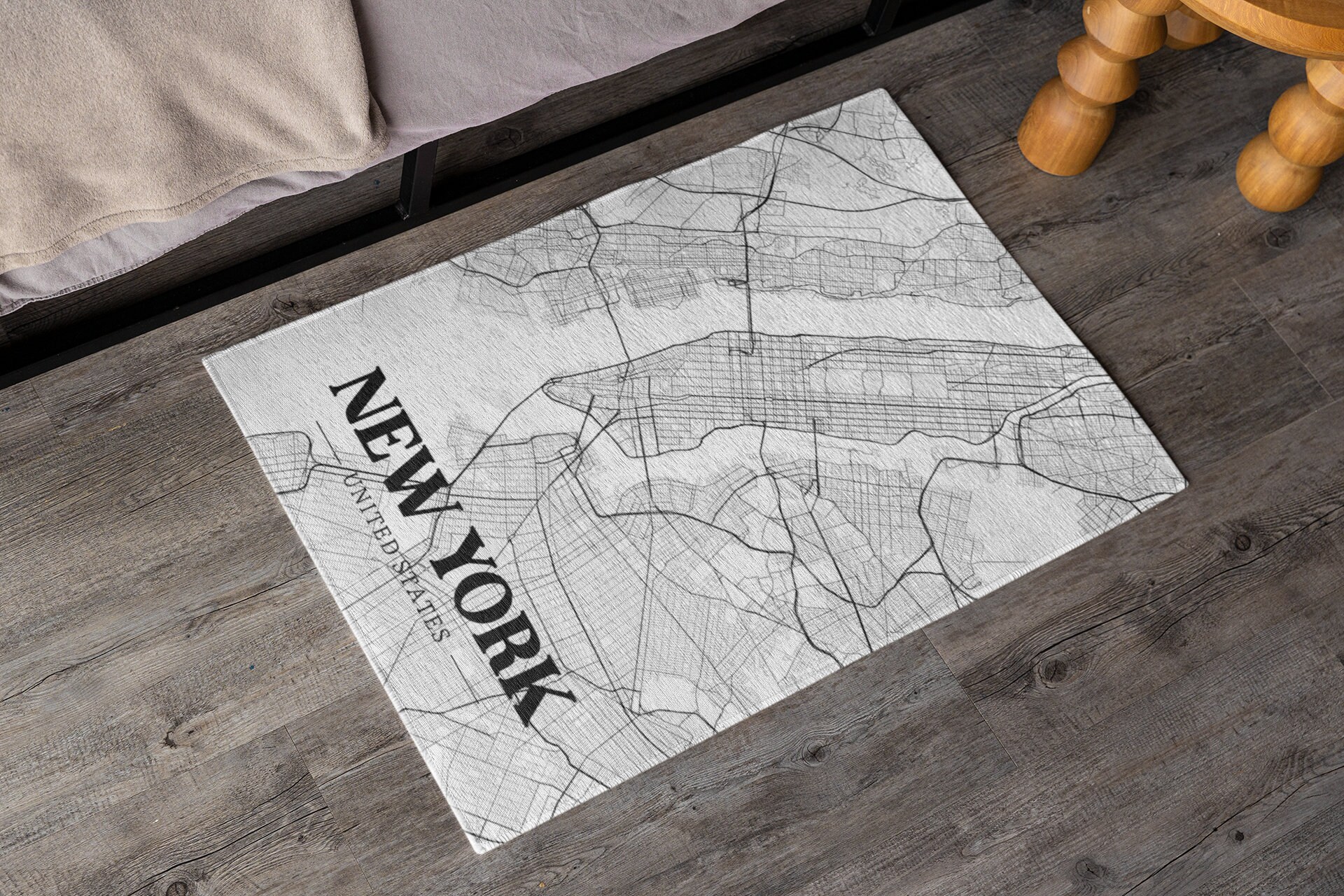 New York Map Rug, City Map, Black and White Rug, City Mat, Home and ...