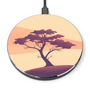 Aesthetic Lonesome Tree Wireless Charger, Charging Station for all iphone & android devices with wireless charging enabled