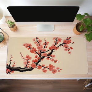 Red Blossom Branch Mousepad, Cherry Blossom Tree, Aesthetic Deskmat, Japan Aesthetic,Desk Mat, Gaming Mouse Pad, XL Mousepad, Multiple Sizes