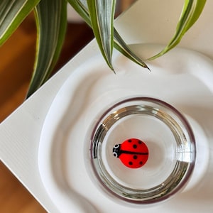 Ladybug Murano Glass Cup: Etched Wine Glass, Animal Lover Gift