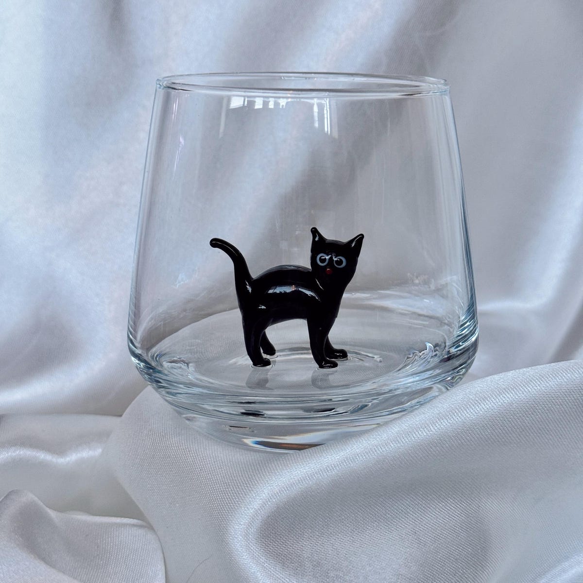 Drinking Murano Glass With Cat Figurine Engraved Wine Glass Wine Lover Gift Funny Wine Glass Wine Gifts Stemless Wine Glass - Etsy