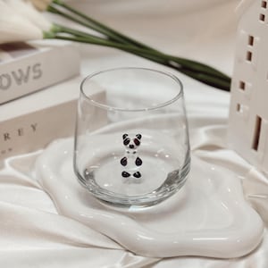 Murano Glass Panda Whiskey Glass – Handmade Modern Decor Gift