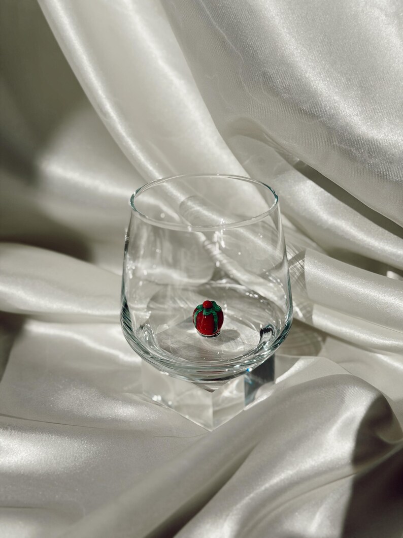 Copas navideñas de cristal de Murano / Copa de vino sin tallo / Copa con figura de Papá Noel / Copas de cóctel / Decoración para fiestas navideñas / Juego de 6 copas imagen 11