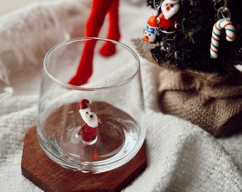Cute Santa Claus Glass Cups Drinking Glass Christmas Gift Drinking Glass Funny Wine Glass Wine Gifts Etched Wine Glasses Engraved Wine Glass
