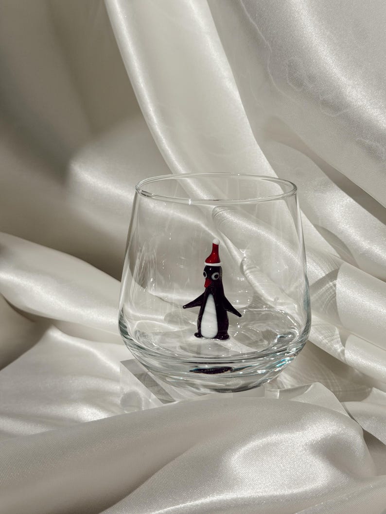 Copas navideñas de cristal de Murano / Copa de vino sin tallo / Copa con figura de Papá Noel / Copas de cóctel / Decoración para fiestas navideñas / Juego de 6 copas imagen 16