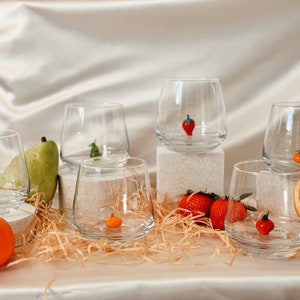 Murano Glass Fruit Cups: Etched Wine Glasses, Handmade Decor