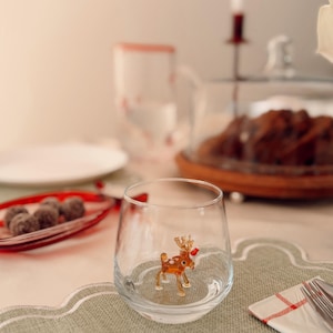 Copas navideñas de cristal de Murano / Copa de vino sin tallo / Copa con figura de Papá Noel / Copas de cóctel / Decoración para fiestas navideñas / Juego de 6 copas imagen 9