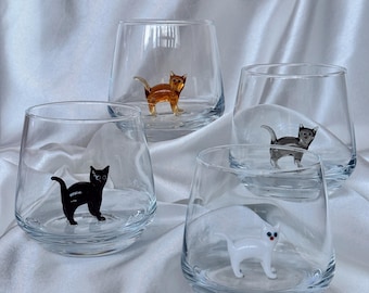 Szklanka do koktajli Murano Cat Barware | Ręcznie robiony kubek bez nóżki