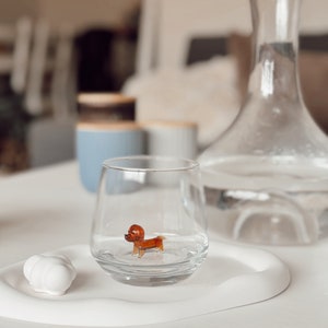 Murano Glass Dog Cup: Stemless Wine or Water Glass