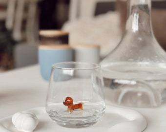 Murano Glass Dog Cup: Stemless Wine or Water Glass