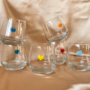Cute HEART Colorful Wine DRINKING GLASS Cup, Modern & Unique Couple Love Glass Gift for Valentine’s Day Decor