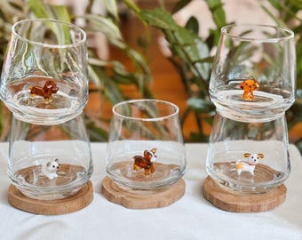 Copas de vino con forma de perrito: copas sin tallo para vino, agua y bebidas. Regalo y decoración únicos para ella. Opciones de set.
