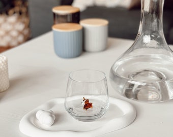 Tiny Corgi Murano Glass Stemless Wine Glass: Unique Dog Lover Gift