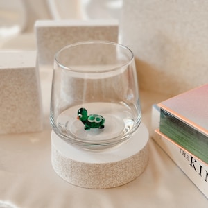 Glass Turtle Figurine Cup: Handmade Murano Style Glass