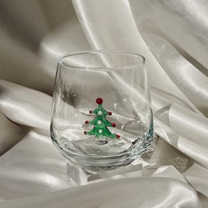 Copas navideñas de cristal de Murano / Copa de vino sin tallo / Copa con figura de Papá Noel / Copas de cóctel / Decoración para fiestas navideñas / Juego de 6 copas imagen 17