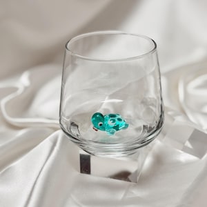 Glass Turtle Figurine Cup: Handmade Murano Style Glass