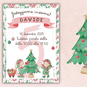 INVITO COMPLEANNO DIGITALE - invito personalizzato digitale - invito elfi di natale - invito compleanno whatsapp e social - file digitale
