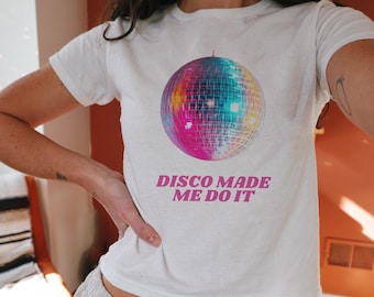Disco Ball Baby Tee Disco Ball Shirt Y2K Baby Tee Y2K Disco Ball Crop Top Party Shirt 90s Baby Tee 70s Shirt Studio 54 Outfit Disco Shirt