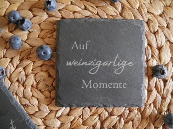 Personalisiertes Schieferuntersetzer-Set Mit Gravur - Individuelle Geschenkidee Für Männer & Frauen - Rutschfeste Untersetzer Für Gläser
