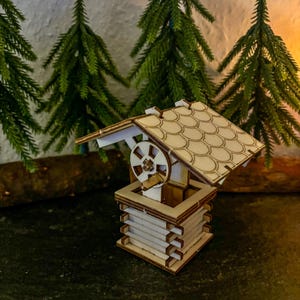 Gnome fountain | Gnome landscape accessories | Christmas decoration gnomes | Miniature wooden fountain | Flu accessories | Gnome accessories
