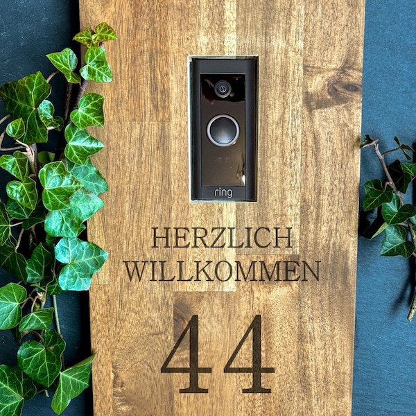 Klingelschild | Ring Doorbell | personalisiert | wired | ring doorbell 2.gen | Ring | XXL Klingelschild | Pro 2 | Akazie | Eiche | Kiefer