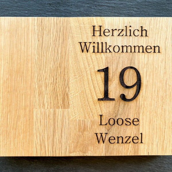 Klingelschild | Willkommensschild | personalisiert | Haustüre | Holzschild | Herzlich Willkommen | Akazie | Eiche | Kiefer