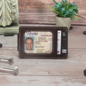 Tarjetero de cuero genuino con imán y ranura para identificación, regalo personalizado para hombres, aniversario, cumpleaños, regalo de Navidad para él, papá, esposo