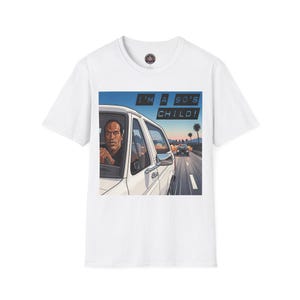 Lustiges T-Shirt, OJ Simpson Bronco Chase Vintage Tee, 90er Jahre nostalgisches Grafik-T-Shirt, Retro humorvolles unisex Oberteil, Popkultur Geschenk für Fans