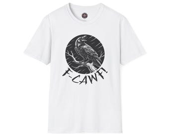 Funny Crow T-Shirt, Sarcastic Cawf Bird Design, Unisex Softstyle