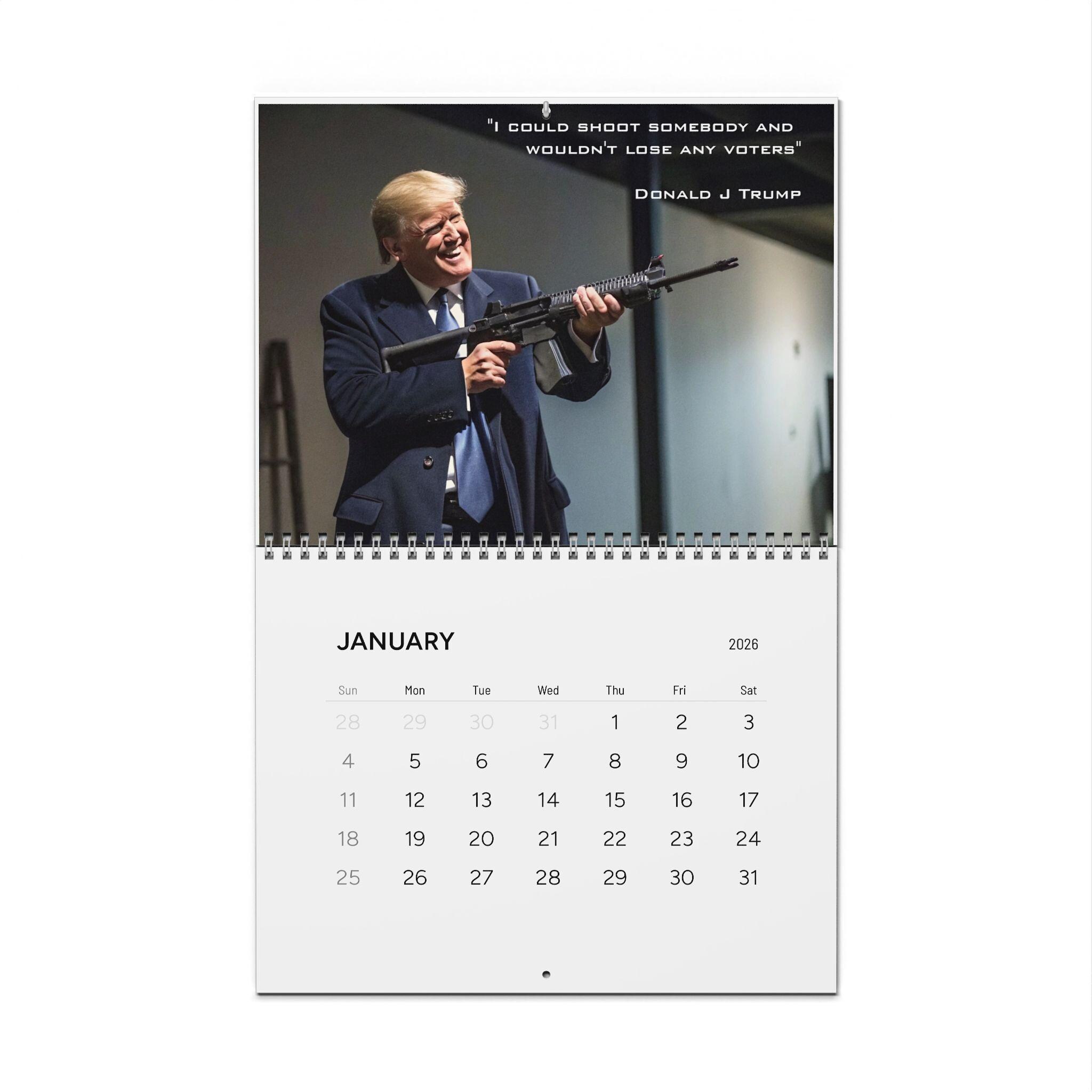 Discover Funny Donald Trump Quotes 2026 Wall Calendar, Unique AI Design