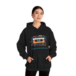 Moletom com capuz, design exclusivo de fita mista, ótimo presente, suéter unissex, pulôver, moletom exclusivo, presente para amantes da música, blusa aconchegante.