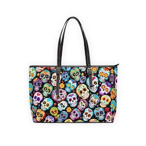 Day of the Dead Sugar Skull Shoulder Bag, Vibrant Folk Art Crossbody Tote, Mexican Inspired Festive Purse, Unique Handbag for Quirky Fashion