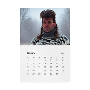 Wall Calendar, Men with Mullets Funny Calendar, 2025 Wall Planner, Unique Office Decor, White Elephant Gift, Humorous Desk Calendar, Retro
