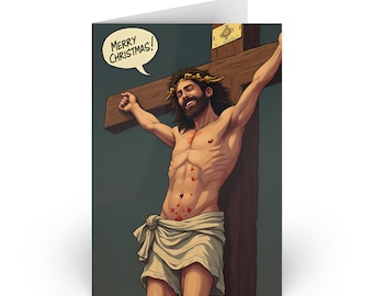 Jesus Christmas Cards Satirical Holiday Greeting Funny Religious Humor Gag Cards 4x6 & 8x6 paper