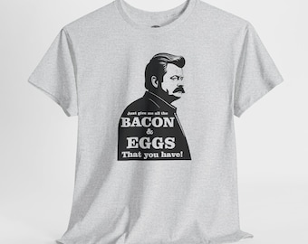 Funny Bacon & Eggs Tee, Unisex Cotton Foodie T-Shirt for Breakfast Lovers