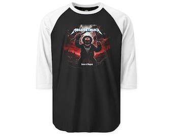 Music Raglan Sleeve T-Shirt, Graphic Unisex Rock Band Cotton Tee, Heavy Metal, Casual