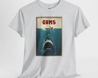 GUMS Jaws Parody Unisex Tee, Funny Shark Movie Shirt